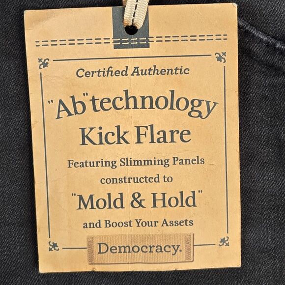 Democracy Ab Technology Kick Flare Jeans Women Sz 16 Black Denim Biker Punk NWT - Picture 10 of 16